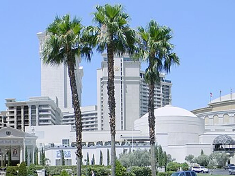 Direct exit onto the Strip sidewalk near Caesars Colosseum entrance