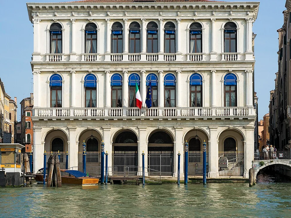 Campanile tower and Rialto bridge facade fronting the Strip